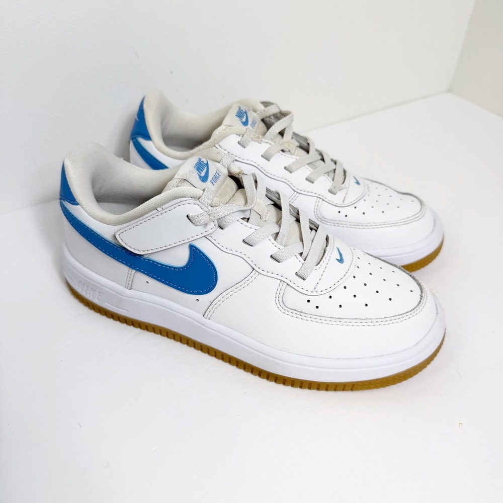 Nike Force 1 Low Easy On Kids Size 3Y White Blue Gum Sole FN0237-115 Sneaker